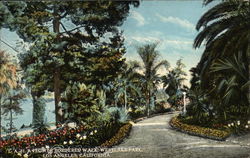 A Flower Bordered Walk, Westlake Park Los Angeles, CA Postcard Postcard