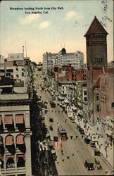 Broadway looking North from City Hall Los Angeles, CA Postcard Postcard