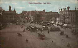 Busy Public Square Lima, OH Postcard Postcard