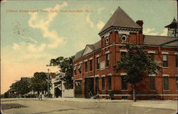 Clinton Avenue and Town Hall West Hoboken, NJ Postcard Postcard