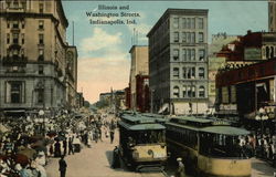Illinois and Washington Streets Indianapolis, IN Postcard Postcard
