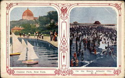 Central Park, New York, On the Beach, Atlantic City, N.J Postcard