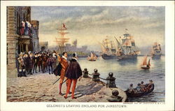 Colonists Leaving England for Jamestown Postcard