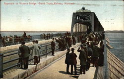 Approach to Victoria Bridge, Grand Trunk Railway Montreal, QC Canada Quebec Postcard Postcard