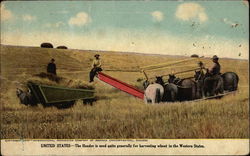 United States - The Header is used quite generally for Harvesting Wheat in the Western States Postcard