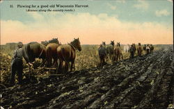 Plowing for a Good Old Wisconsin Harvest. (Scenes along the country roads) Postcard
