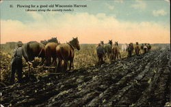 Plowing for a Good Old Wisconsin Harvest. (Scenes along the country roads) Farming Postcard Postcard