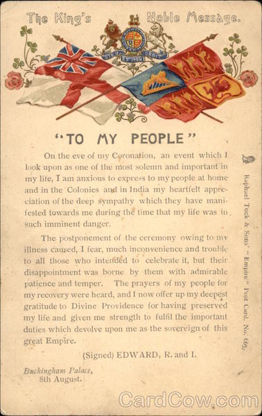 Edward VII - Message to the People Before His Coronation