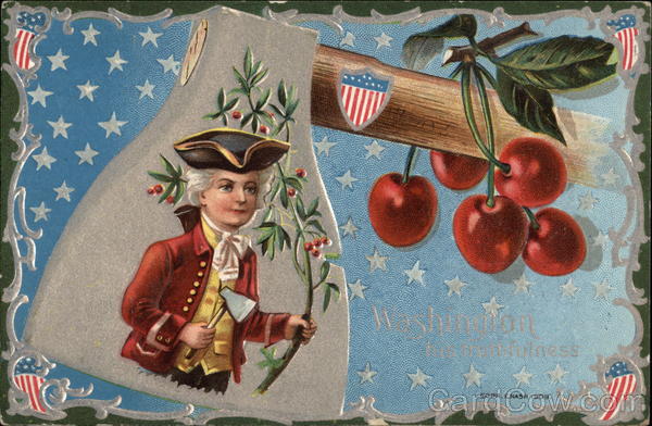 George Washington, an ax and cherries President's Day