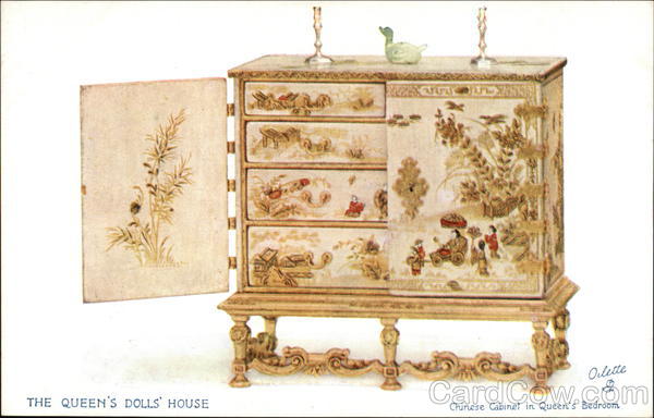 The Queen's Dolls' House. Chinese Cabinet in Queen's Bedroom UK