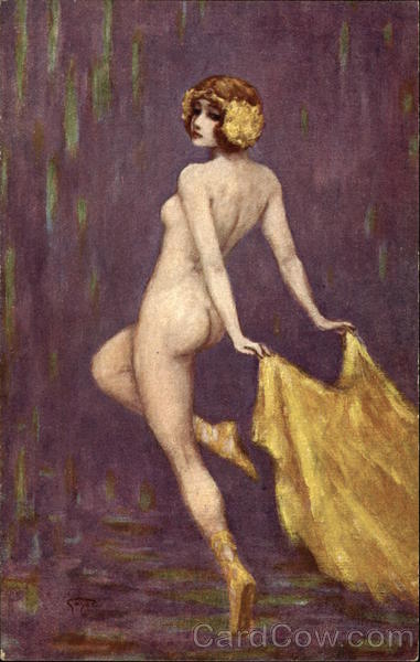 Nude Girl with Yellow Cape GAYAC Art