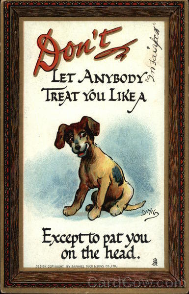 Don't Let Anybody Treat You Like a Dog Except to Pat You on the Head