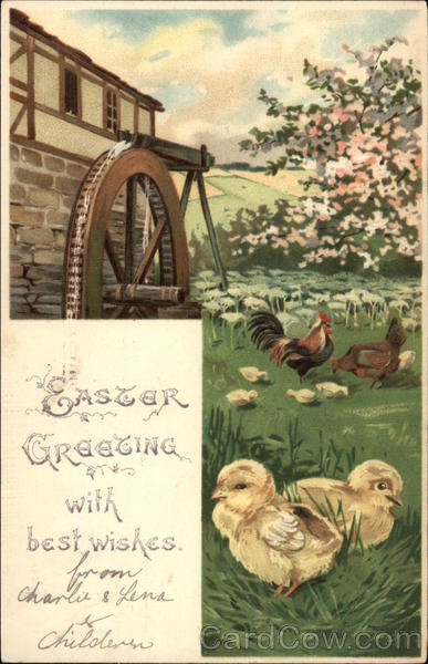 Easter Greetings with Best Wishes With Chicks