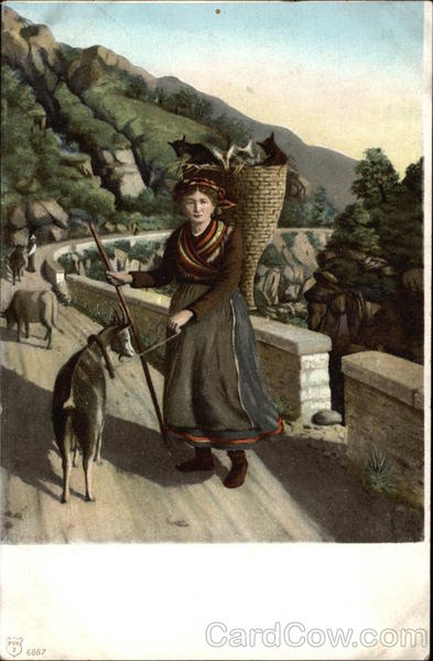 Woman Herding Goats Farming