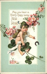 May You Have a Hearty, Happy, Lucky New Year Children Postcard Postcard