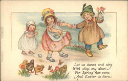 Three girls and Chicks Postcard