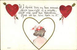 Drawing of Girl in Heart Postcard