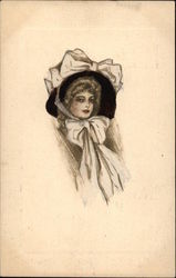 Woman in Fancy Hat Postcard