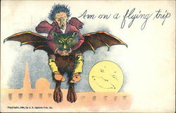 Am on a Flying Trip Exaggeration Postcard Postcard