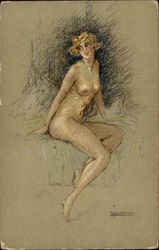 Nude Woman Drawing Pourquoi Seule? Postcard