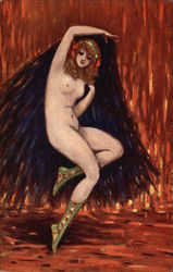 Nude Girl with Cape Art Postcard Postcard