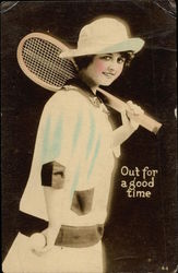 Out for a Good Time Tennis Postcard Postcard