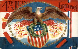 July 4th Greetings Postcard