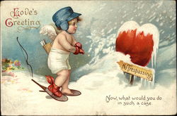Frozen heart in the snow. No Trespassing Postcard