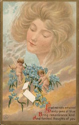 Woman with Cherubs and Flowers Woman with Cherubs and Flowers