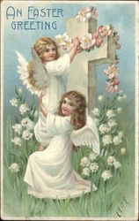 An Easter Greeting With Angels Postcard Postcard
