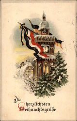 Steeple in the snow with stir trees Postcard