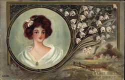 Portrait of Woman with Lily-of-the-Valley Postcard
