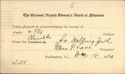 The Vermont Branch Woman's Board of Missions The Vermont Branch Woman's Board of Missions