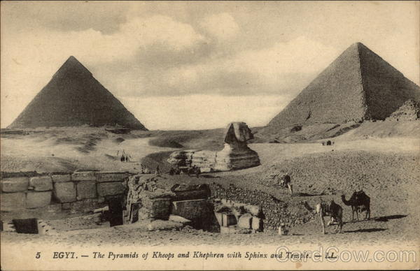 Pyramids of Kheops and Khephren with Sphinx and Temple Giza Egypt