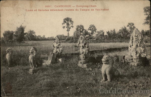Lions and Guards Defend the Entrance of the Vat-Nokor Temple Kompong-Cham Cambodia