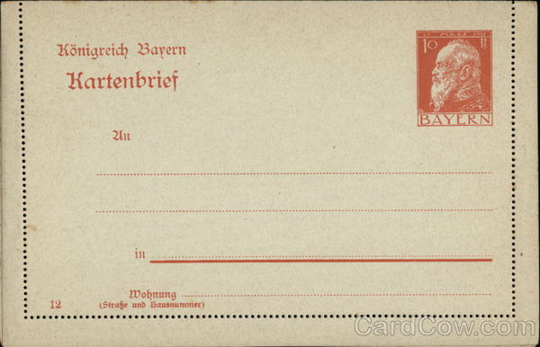 German Postal Card Bayern Germany