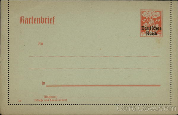 German Postal Card - Deutches Reich Germany