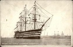 Nelson's Ship "Victory" celebrating Trafalgar Day Postcard