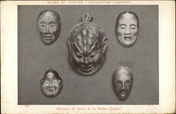 Japanese Dance and Drama Masks, Camondo Collection, Louvre Museum Postcard