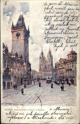 Praha, Staroměstská radnice s Týnem Postcard