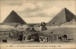 Pyramids of Kheops and Khephren with Sphinx and Temple Postcard