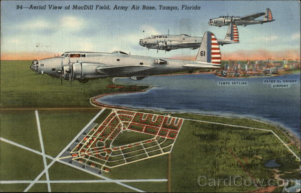 Aerial View of MacDill Field, Army Air Force Base Tampa Florida