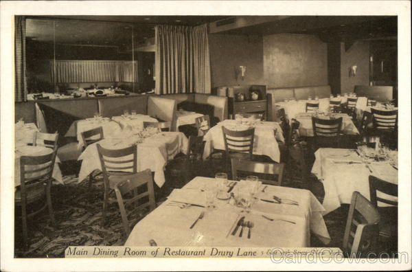 Main Dining Room of Restaurant Drury Lane New York