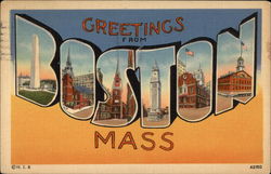 Greetings from Boston, Massachusetts Postcard Postcard