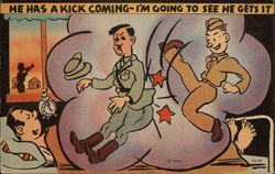 He Has a Kick Coming - I'm Going to See He Gets It Comic Postcard Postcard