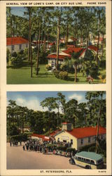 General View of Lowe's Camp on City Bus Line Postcard