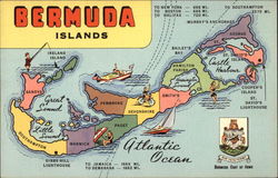 Map of Bermuda Islands Postcard Postcard