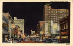 Capitol Street at Night Jackson, MS Postcard Postcard