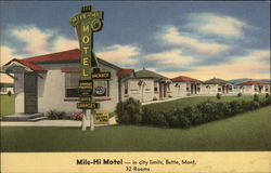 Mile-Hi Motel Butte, MT Postcard Postcard