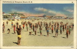 Calisthenics on the Beach Hampton Beach, NH Postcard Postcard